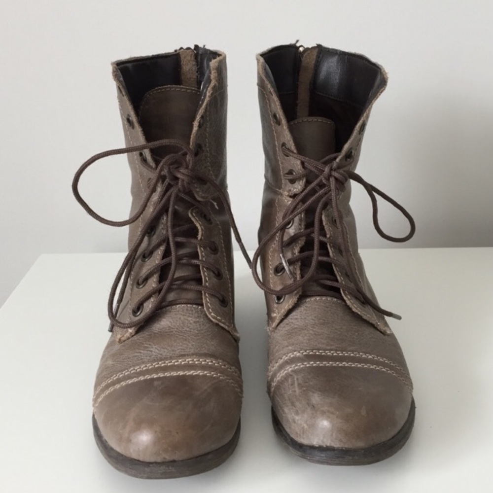 Steven Madden Grey Troopa Lace-Up Combat Boots
